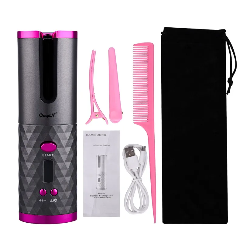 

USB Rechargeable Automatic Hair Curler Cordless Curling Curly Iron LED Digital Rotating Curling Wand Natural Wavy Large Waver 49