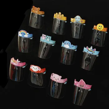 

100PCS/LOT 12 Design Cartoon Face Shield With Glasses Holder Full Face Cover Safety Transparent Kitchen Tools