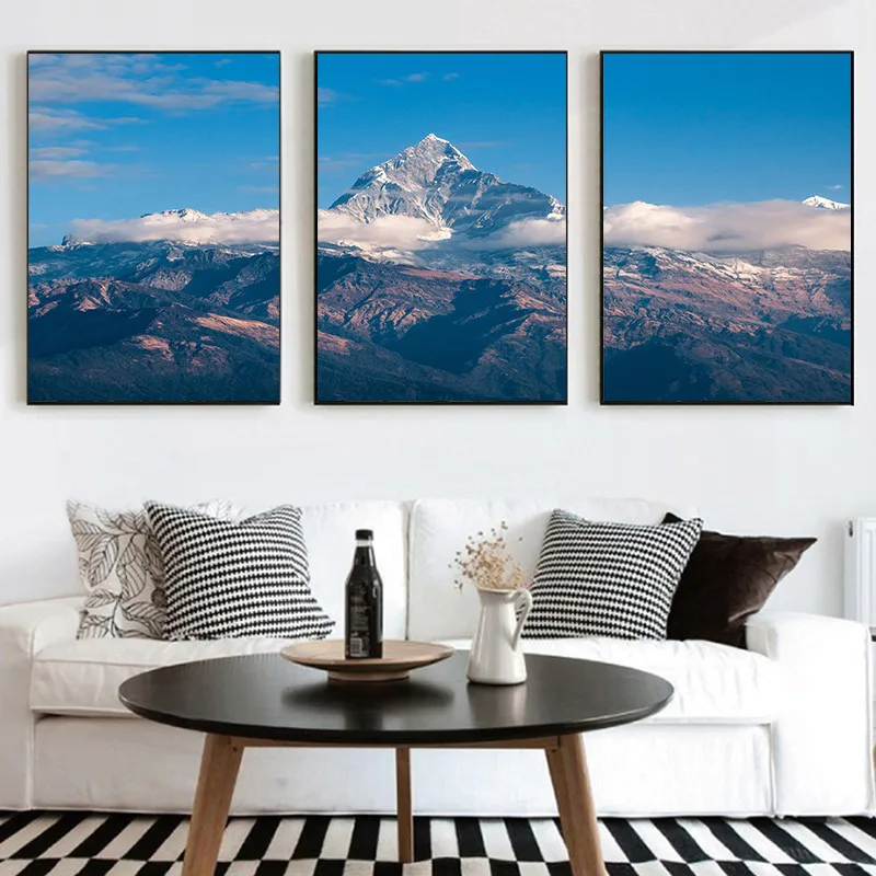 

Nature Snow Mountain Wall Art Landscape Canvas Painting Scandinavian Posters and Prints Pictures for Living Room Bedroom Decor