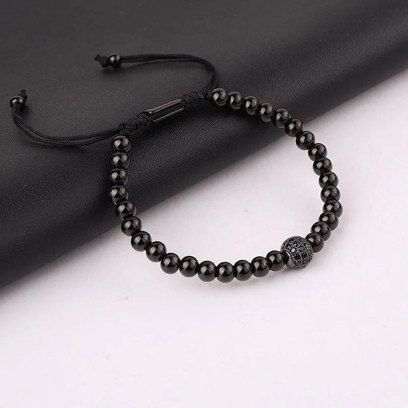 Classic Design Stainless Steel Beads CZ Pave Ball Handmade Macrame Friendship Bracelet Men Women - Image 4