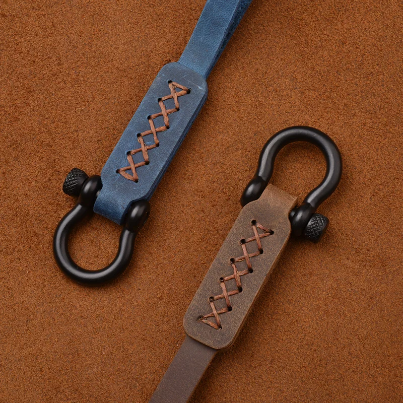 Moto Guzzi Leather Key ring key chain key fob belt loop Handmade Vintage Brown 