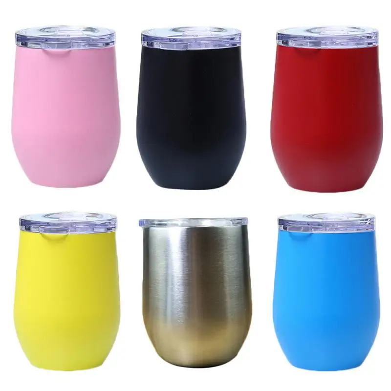 350ml Stainless Steel Vacuum Flask Thermos Cup Cute Double Eggshell Cup Vacuum Flasks Travel Coffee Mug Creative Red Wine Glass
