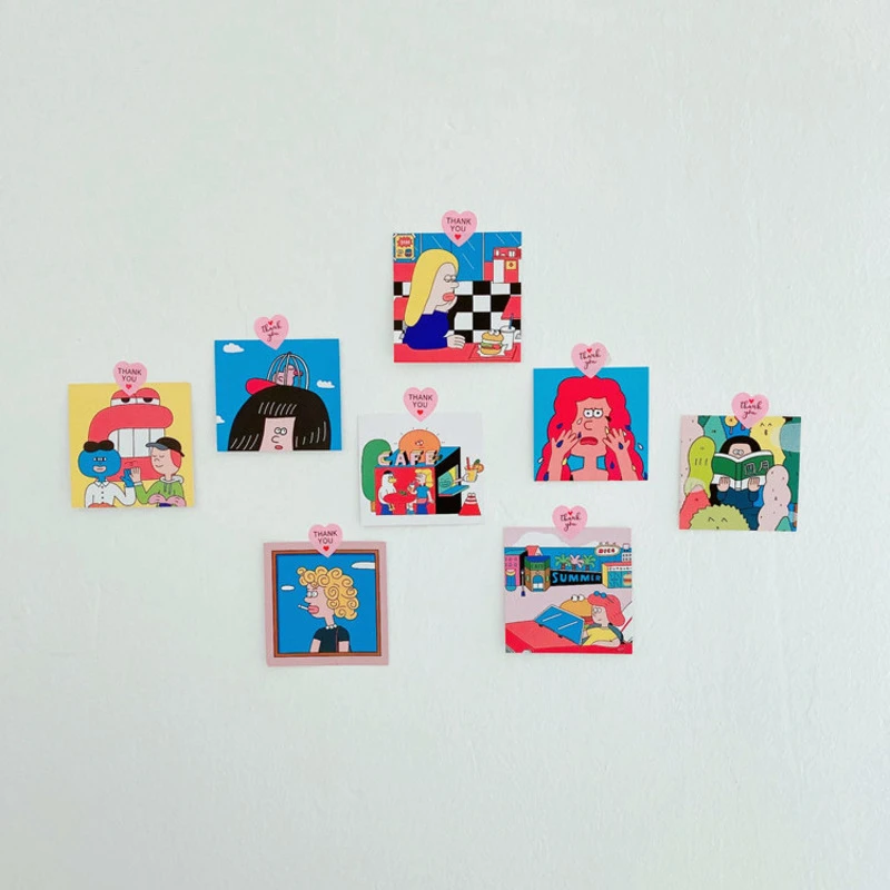漫画のキャラクター かわいいイラスト 韓国のイン 8枚 装飾カード 写真アクセサリー ウォールステッカー カワイイグリーティングカード Cards Card Stock Aliexpress