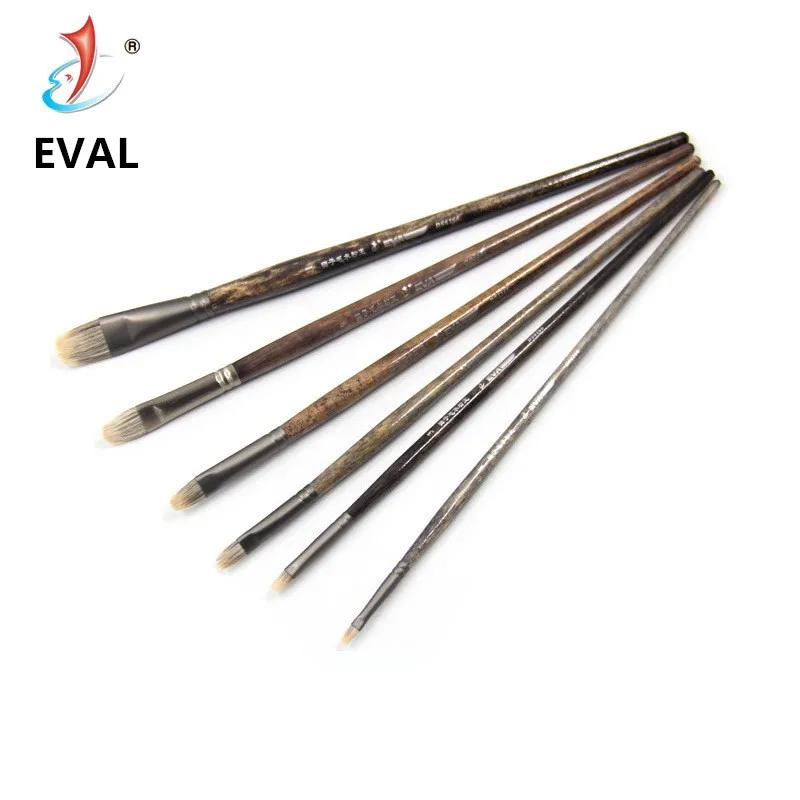 Eval 6pcs Ferret badger hair Birch Rod Quality Watercolor Paint Brush Professional Oil Gouache Acrylic Decorative Art Supplies