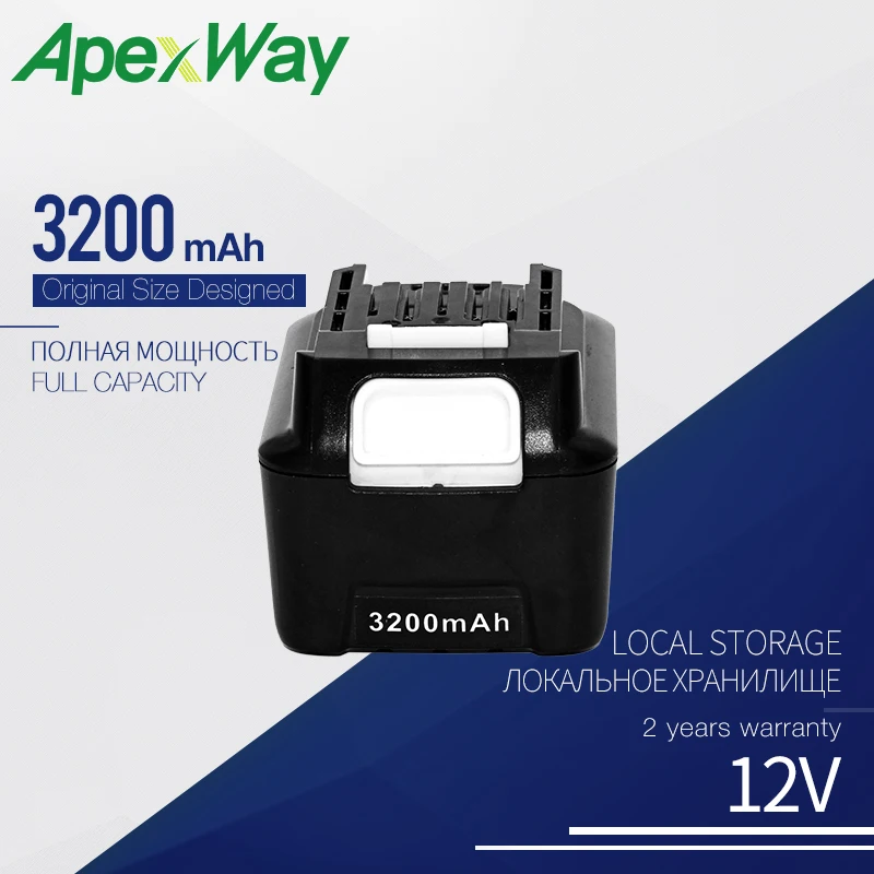 Литиевая аккумуляторная батарея Apexway 12 В 3200 мАч для Makita BL1021B BL1041B BL1015B BL1020B BL1040B 197402