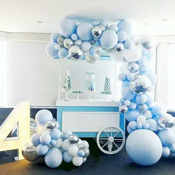 

Hot sale macaron blue ocean suit latex balloons birthday party wedding interior decoration layout supplies aluminum E7V1