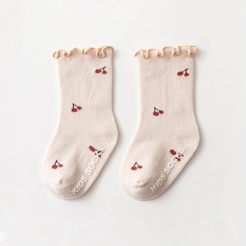 Cotton Socks Children Socks 0-5 Years Toddlers Girls Frilly Socks Soft Cotton Baby Ankle Sock Flower Pattern Children Socks Anti Slip Infant Floor Sock