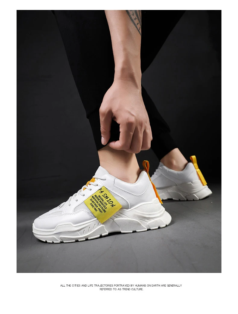 Breathable air mesh sneakers anti-slip waterproof PU shallow vulcanize shoes  lace-up wear-resistant chunkey shoes, balck white patchwork outdoor sports shoes (15)