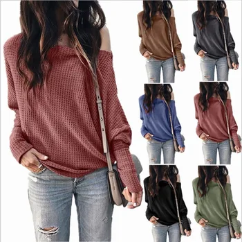 

2019 Off Shoulder Lantern Sleeve T Shirts Bat Tops Women Plus Size XXXXXL 5XL Long Sleeve Tshirt Tops