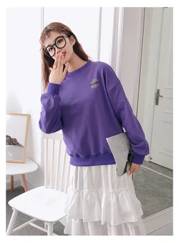 

autumn and winter new cotton sweater women's high collar Gray thick loose plus velvet long sleeve sweater