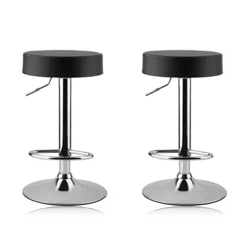

2Pcs Round 360 Degree Rotation Bar Stools Faux Leather Kitchen Breakfast Chair Company Cafe Room Chair Home Furniture Decoration