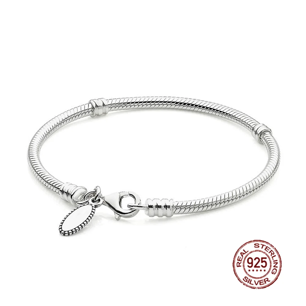 Новинка,, 925 пробы, серебряный браслет с застежкой-Омаром, подходит для модных женщин, сделай сам, подарок, ювелирное изделие