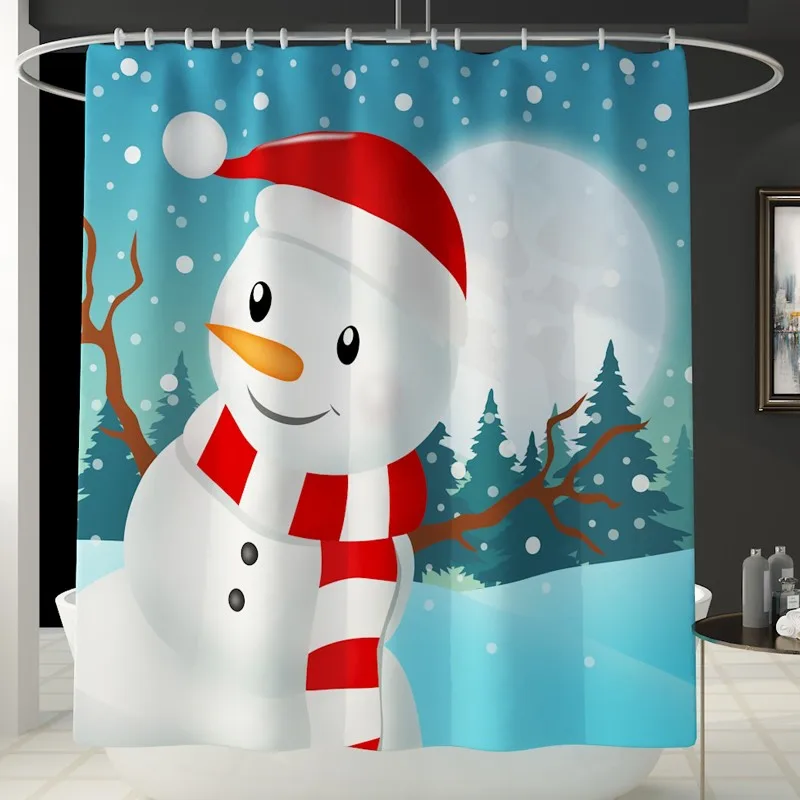 Рождественский снеговик занавеска для ванны водонепроницаемый из полиэстера занавеска для душа 3D печать для ванной шторка для ванной занавеска s#5 - Цвет: Shower Curtain