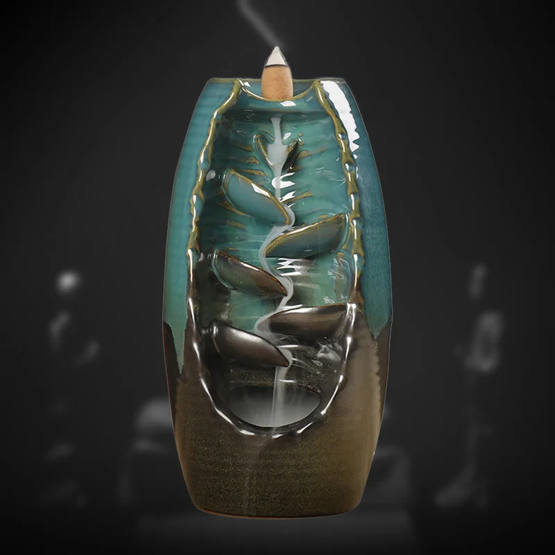 

Gift Waterfall Incense Burner Mix Incense Cones Ceramic Backflow Incense Holder Table Home Zen Buddhism Decoration Censer