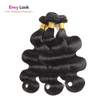 

Envy Look natural color body wave human hair 3/4 bundles brazilian Non-remy hair machine double welf for black women salon