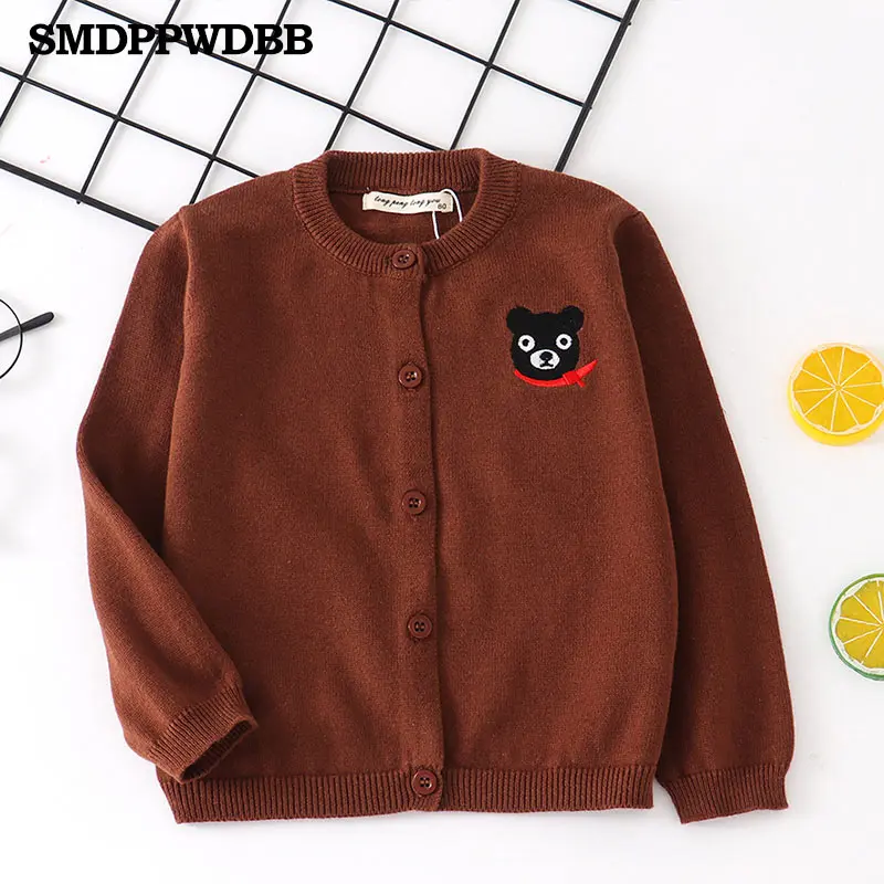 Осенне-зимний хлопковый свитер, топ для малышей, детская одежда, вязаный кардиган для мальчиков и девочек, свитер, Детская весенняя одежда, новинка - Цвет: Browm
