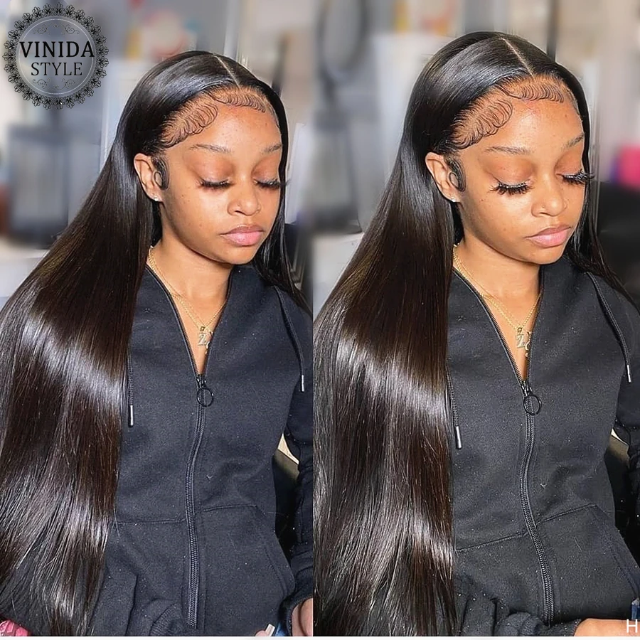 VINIDA STYLE Straight Lace Front Human Hair Wigs Scalp Top Closure Wigs 150% Density With Baby Hair Non-Remy