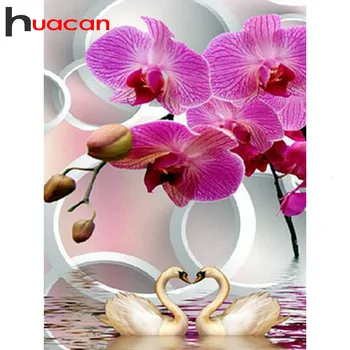 

Huacan Swan Diamond Painting Decoration Home Mosaic Full Flower Farmhouse Home Decor Hand Handicraft Diamond Art