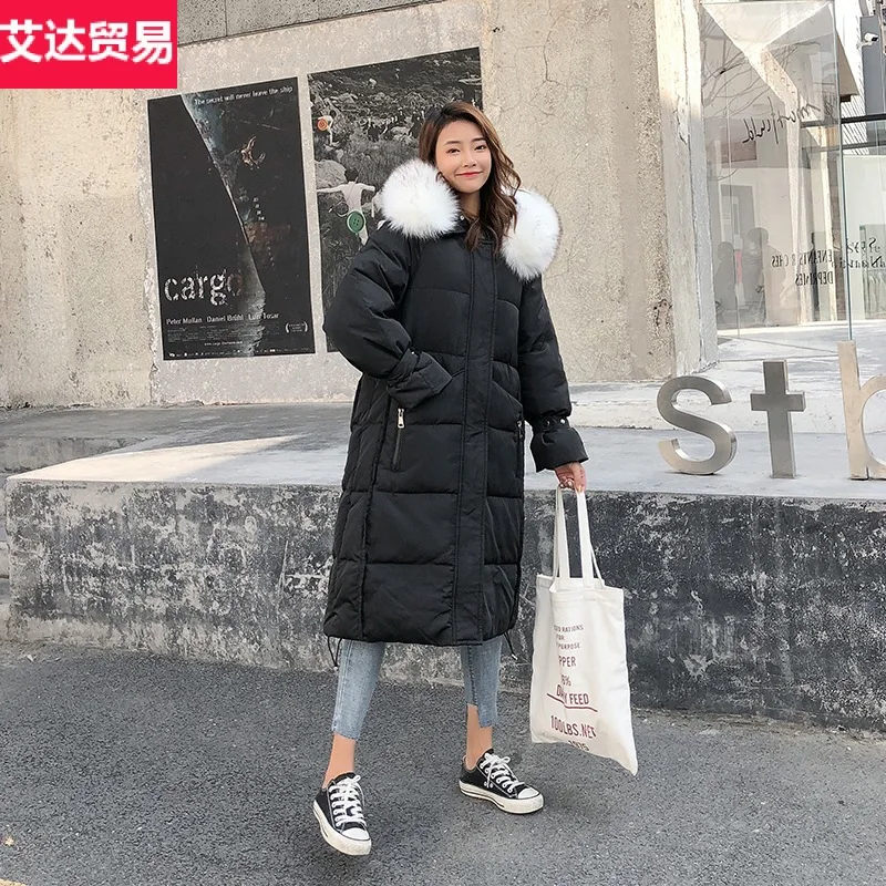 

Down Jacket Cotton-padded Clothes Women's Mid-length 2019 New Style Korean-style Loose-Fit over-the-Knee Winter Coat Thick Cotto