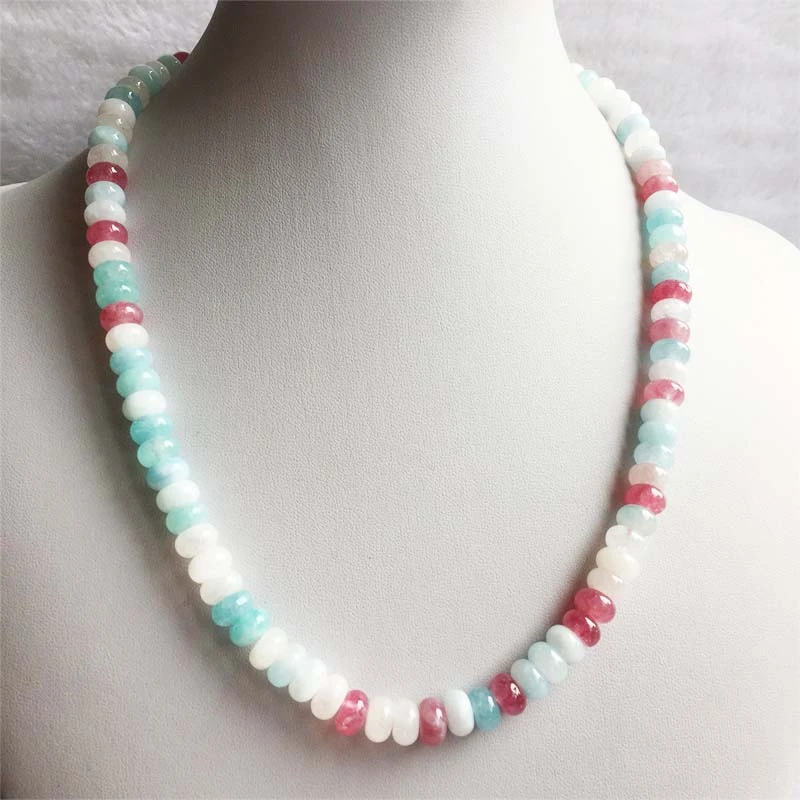 Collar de piedra Natural morganita hecho a joyería ovalada pequeña de 5x8mm, el mejor regalo para madre hija|Collares de cadena| - AliExpress