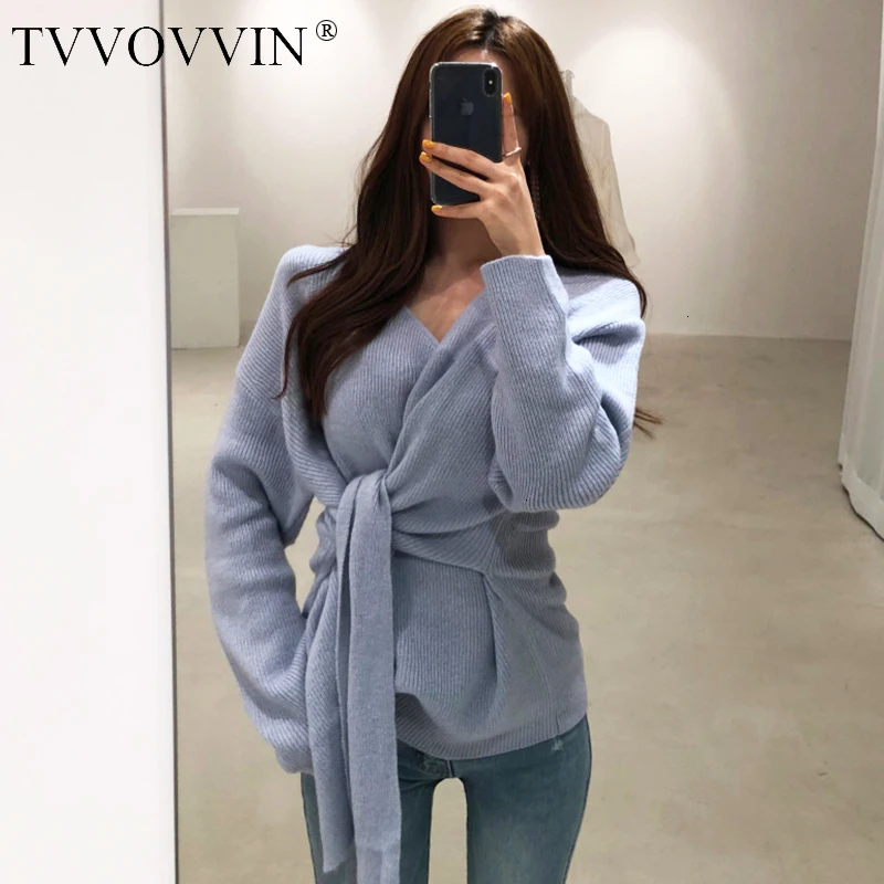 TVVOVVIN, корейский стиль, женские свитера, новинка, осенняя мода, темперамент, v-образный вырез, тонкие женские свитера с длинным рукавом, вязаные топы X058