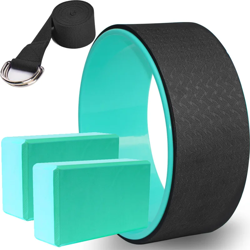 

Yoga Pilates Exercise 4pcs Set Home Gym Waist Stretching Training Yoga Wheel Stretching Belt EVA Pilates Brick Fitness Equipment