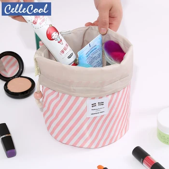 

CelleCool New Fashion Round Makeup Bag Waterproof Travel Cosmetic bag MakeUp organizer Female Storage Toiletry Kit Case