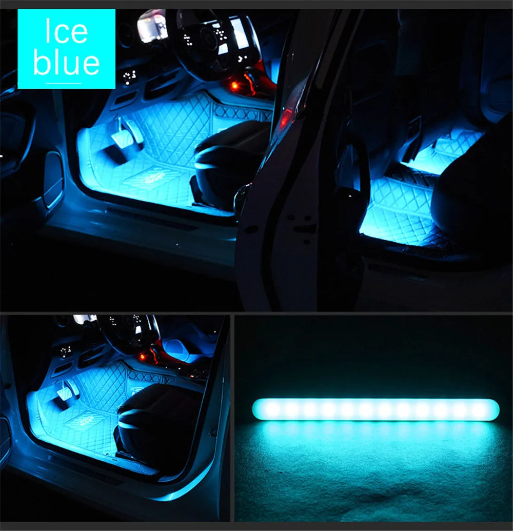 Модернизированный Светодиодный светильник для салона автомобиля, окружающая лампа 4 в 1, RGB, голосовое/Звуковое управление, красочное освещение в ногах, Полоска, автомобильный атмосферный светильник для ног s