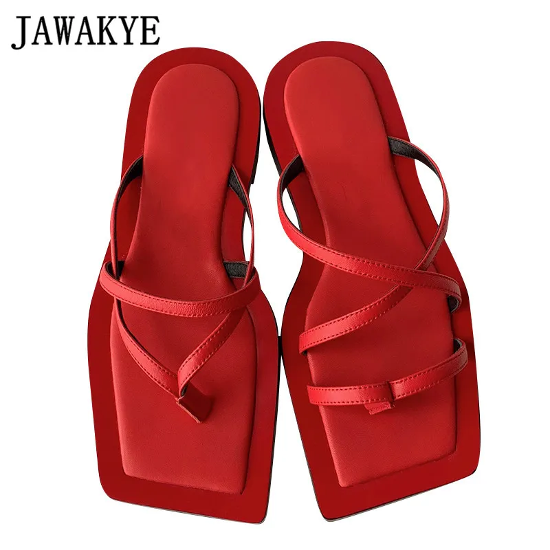 red leather slides