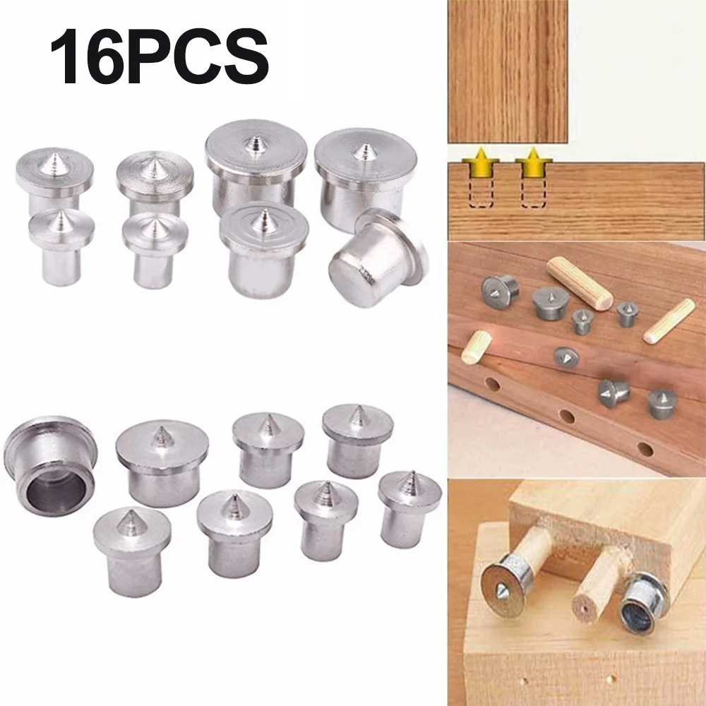 16Pcs Dowel Drill Centre Points Pin Wood 6 - 12mm Wood Timber Marker Hole Tenon Center Set Joint Alignment Pin Dowelling Hole