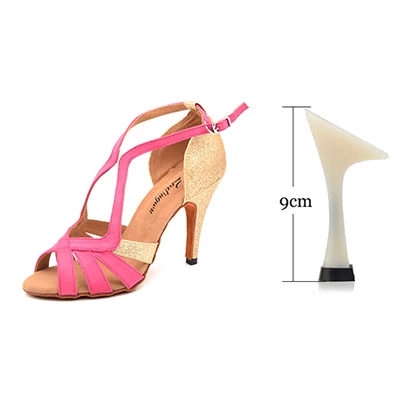 Pink 9cm Ladingwu/Новинка; брендовая танцевальная обувь; блестящие и фланелевые; Цвет серебристый, фиолетовый, розовый; женские Бальные вечерние танцевальные туфли для сальсы; туфли для латинских танцев - Цвет: Pink 9cm