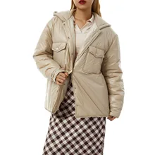 Women's Warm Coat Solid Color Long Sleeve Button Hooded Outwear with Pockets for Vacation Party