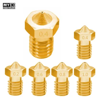 

Suitable for 3D printer parts V5 V6 M6 threaded copper nozzle 0.2 0.4 0.6 0.8 1.0mm, suitable for 1.75mm filament all metal E3D