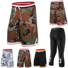 Высококачественные мужские камуфляжные баскетбольные шорты, молодежные баскетбольные шорты для колледжа, спортивные колготки с боковыми карманами на молнии