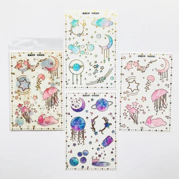 

3 Sheets/Pack Spangled Dream of Stars Paper Stickers Decorative Album Diary Hand Account Decor