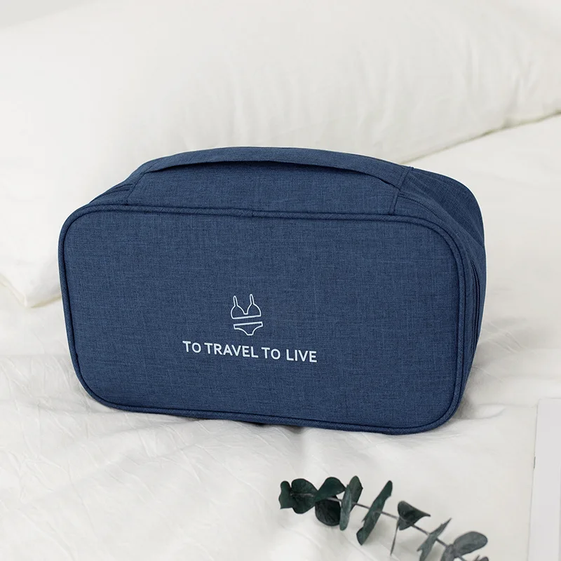 Navy Blue Practical Fashion Luggage Storage Cosmetic Bags Portable Bra Underwear Travel Cosmetic Wash Storage Organizer Bag - Цвет: Navy Blue
