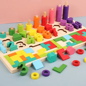 

Kids Toys Montessori Materials Wooden Toys Magnetic Fishing Game Count Shape Cognition Math Toys Educational Toys For Children