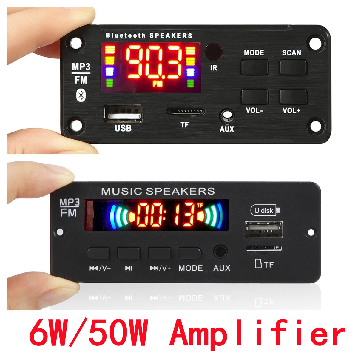 50W 12v MP3 Decoder Board 6V-12V Bluetooth5.0 Car Audio USB TF FM Radio Module For Car Audio Music Speaker