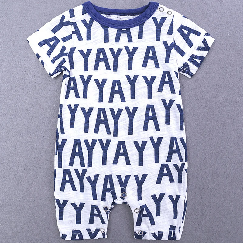 Комбинезон для младенцев с мультяшным рисунком летний хлопковый комбинезон