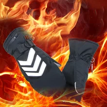 Мужские зимние теплые Электрические перезаряжаемые трехскоростные термостойкие перчатки для катания на лыжах, противоскользящие велосипедные перчатки для альпинизма, 7,4 В