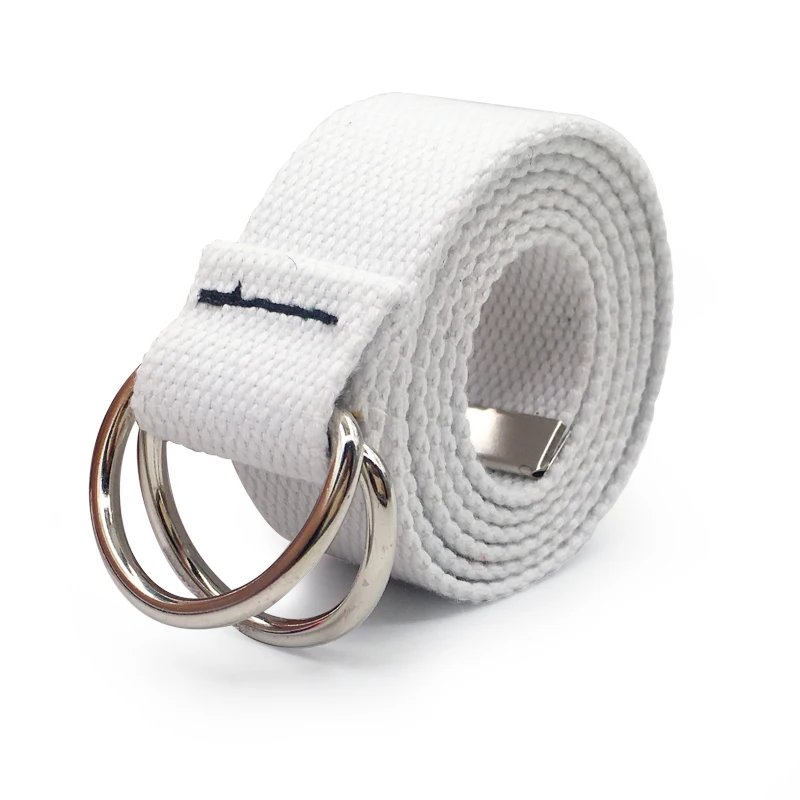Style 2 White 130 см модный нейтральный нейлоновый холщовый ремень с d-образным кольцом и двойной пряжкой, студенческий ремень, Холщовый пояс с двойной пряжкой - Цвет: Style 2 White