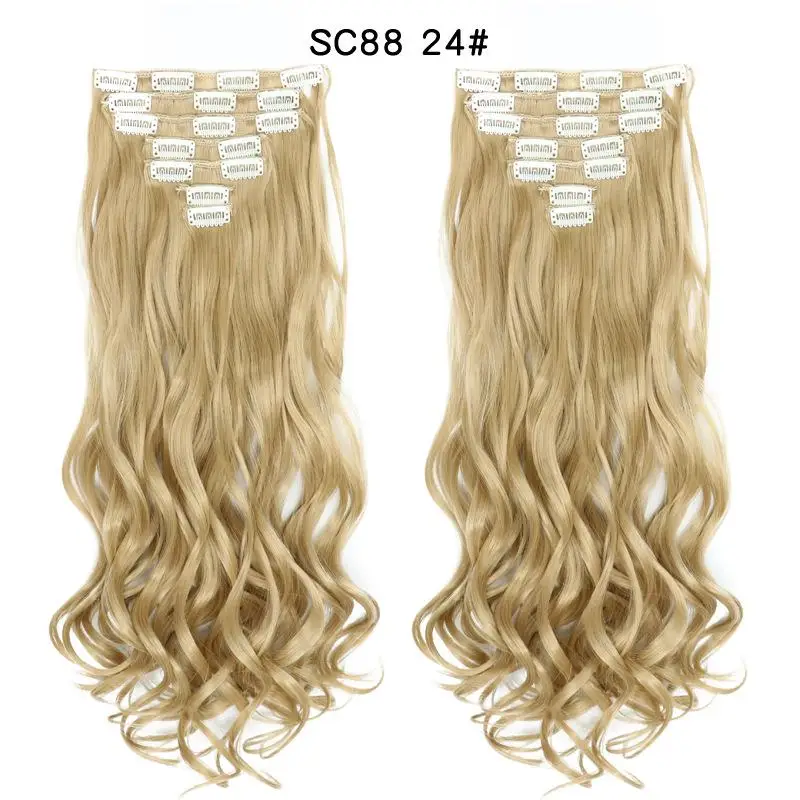 P1B/27 MERISI HAIR 22 синтетические волосы с глубокой волной, термостойкий светильник, коричневый, серый, блондин, женский набор для наращивания волос на заколках, волосы с эффектом омбре - Цвет: P1B/27