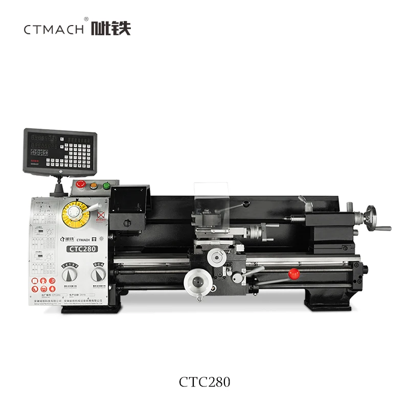 Mini metal manual lathe machine CTC280 with digital signage and displays Quick Tool Changer for sale price | Инструменты