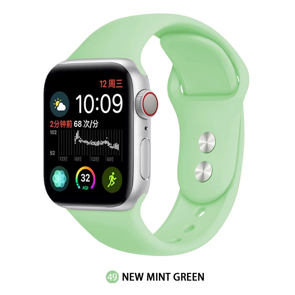 New mint Силиконовый ремешок для Apple Watch 38 мм 42 мм iwatch 5 ремешок 44 мм 40 мм спортивный браслет резиновый ремешок для iwatch 4 3 2 1 - Цвет ремешка: New mint