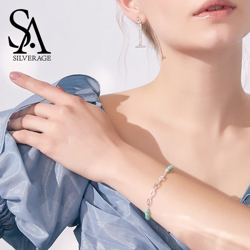 SA SILVERAGE S925 Серебряный браслет девушка подарок ювелирные изделия дизайн Нил 925 серебряный браслет Ins дизайн подарок подруге