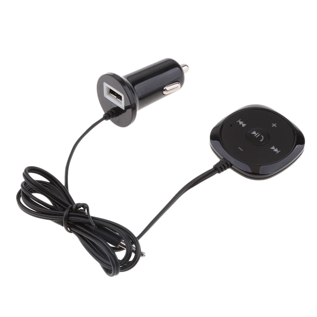 Bluetooth 3.0 Car Kit Hands-Free Wireless Receiver 2.1A USB Car Charger 3.5mm AUX Touch button Universal Most Car