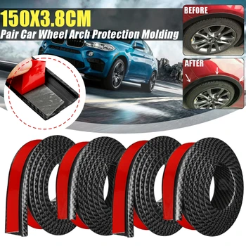 

Universal Pair 29cm Front Bumper Protector Strip + 1.5Mx3.8cm Rubber Car Mudguard Trim Wheel Arch Protection Moldings
