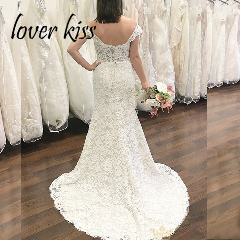 Lover Kiss Vestido De Noiva сексуальное свадебное платье с открытыми плечами Русалка, кружева, свадебная одежда с широким шлейфом robe de mariee