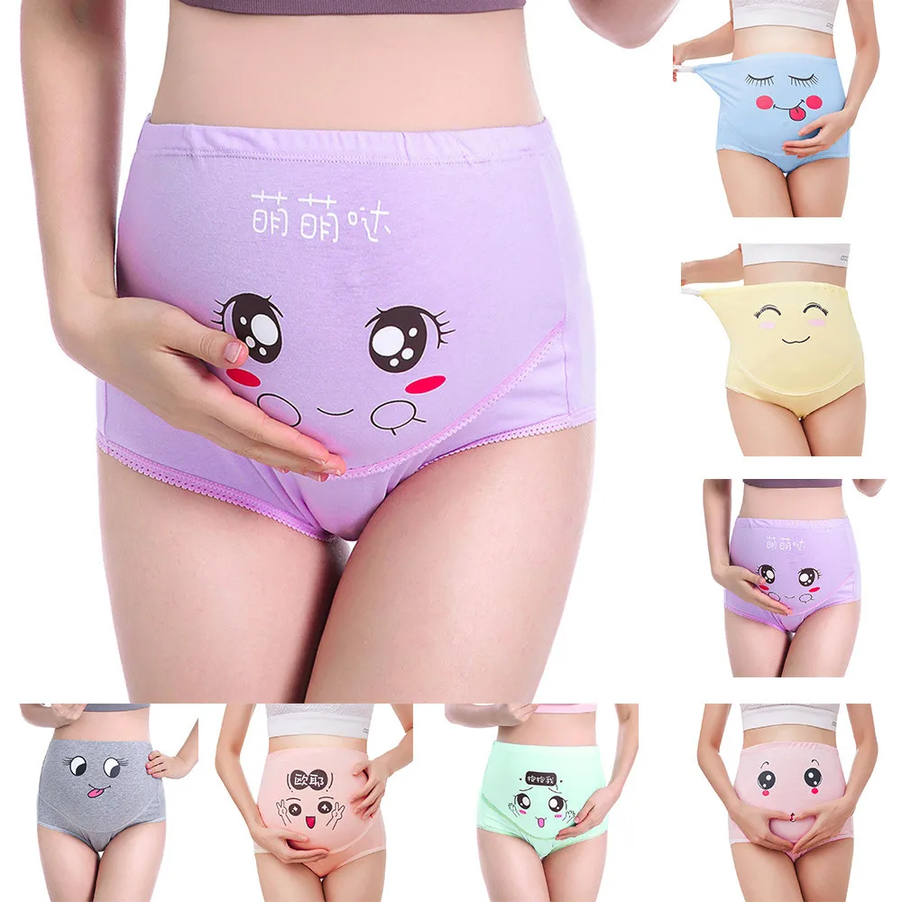 

Maternity Panties Women 's High-waist Panties Underwear Cartoon Smile Seamless Soft Care Abdomen Underwear