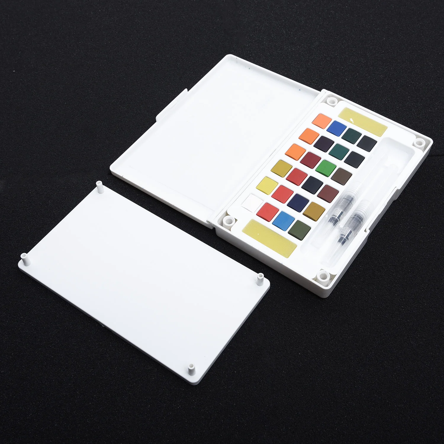 Solid Watercolor Paint Box Groove Design With Paintbrush Portable Box Kit